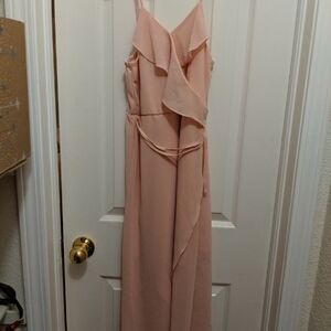 Ruffle-Front Spaghetti Strap Maxi Dress - Blush Pink
